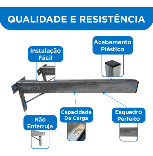 3 Suportes Mão Francesa Grapa Parafusar 35cm Lavabo Pias