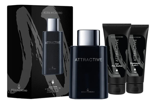 Kit Attractive Masculino Deo Colônia Gel Pós Barba Shampoo