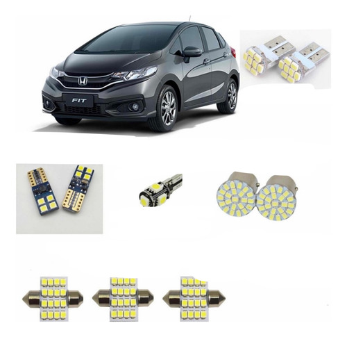 Kit Lâmpada Led P/ Honda Fit Ou City Farolete Teto Placa Ré