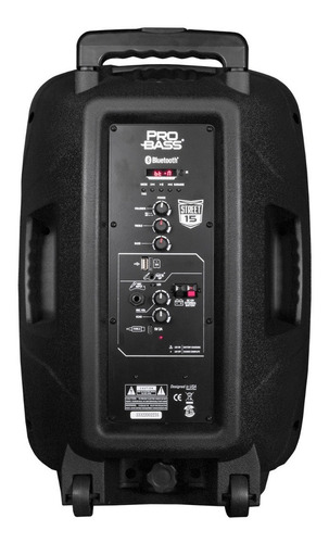 Parlante Pro Bass Street 15 portátil con bluetooth negro