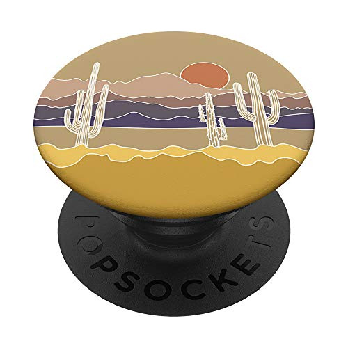 Desert Cactus Simple Sunset Retro Mountain Popsockets Cp5xq