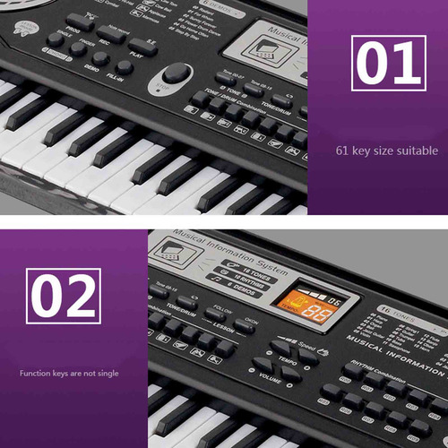 Micrófono Musical Usb De 61 Teclas, Piano Electrónico, Portá