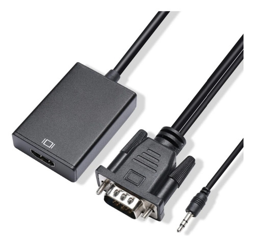 Imagen 1 de 5 de Adaptador/convertidor De Vga Macho A Hdmi Hembra Con Audio