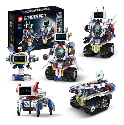 Camewin Blocos Construção Brinquedo 5 Em 1 Led Robô Educacional Variável, Controle Remoto E De Aplicativos, Programável 603 Peças