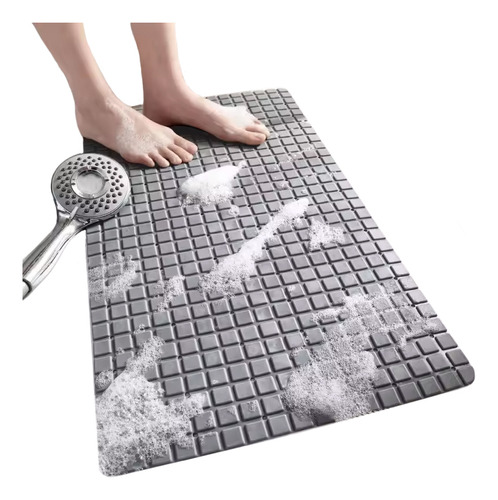Alfombra De Baño Antideslizante En Pvc Para Ducha Color Gris