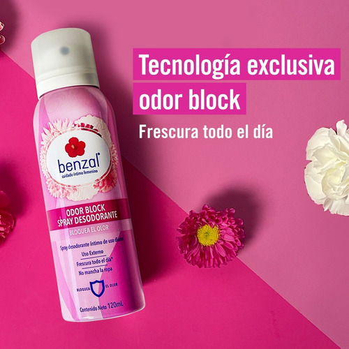 Benzal Spray Desodorante Íntimo Odor Block 3 Pack