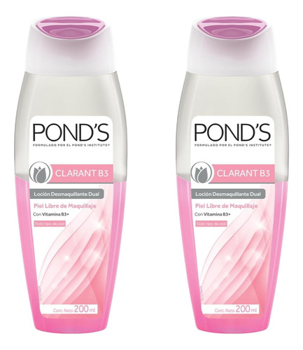 2  Pzas De Pond's Desmaquillante Locion Clarant B3 200 Ml