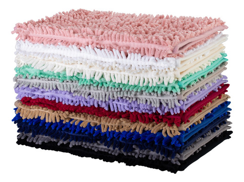 Alfombra Shaggy Base Antideslizante Suave Color Azul Liso
