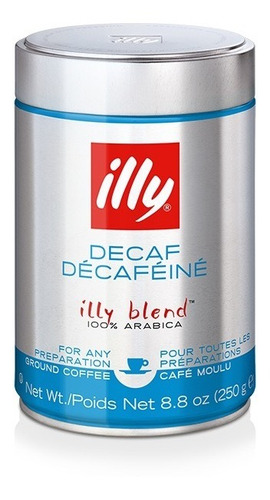 Imagen 1 de 4 de Cafe Illy, Descafeinado, Blend 100% Arábica, 250grs, Italia