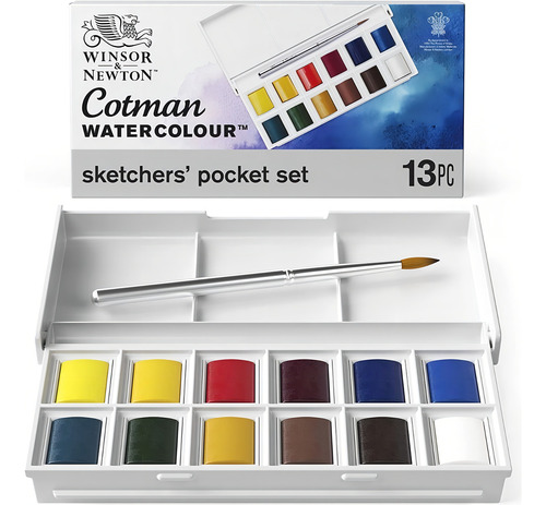 Set Acuarelas Cotman Wisor & Newton X 12 C. + 1 Pincel