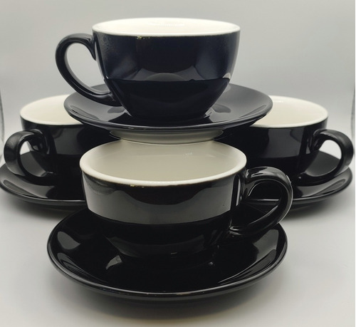 Set Barista 4 Tazas Y Platos 5oz Barista Café Especialidad 