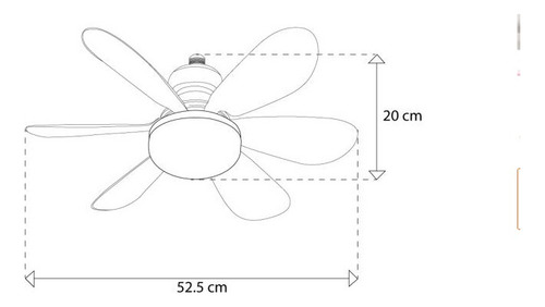 Ventilador Foco Hexa Para Techo Con Luz 52.5 Cm 50 Blanco Blanco Plástico 6