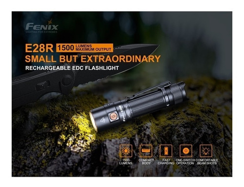 Imagen 3 de 8 de Linterna Led Fenix E28r 1500 Lumen 200mts + Bateria 3400mah
