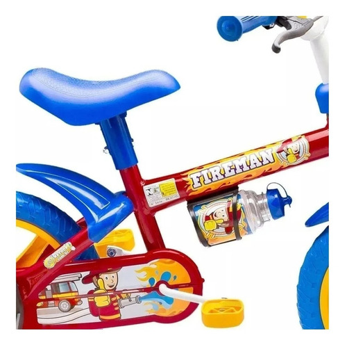 Bicicleta de passeio/urbana infantil Nathor Fireman aro 12 freio tambor cor vermelho/azul/amarelo com rodas de treinamento