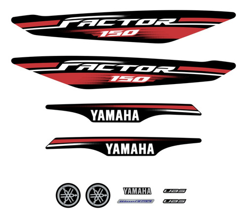 Kit Adesivo Completo Emblema Yamaha Factor 150 2017 Vermelha