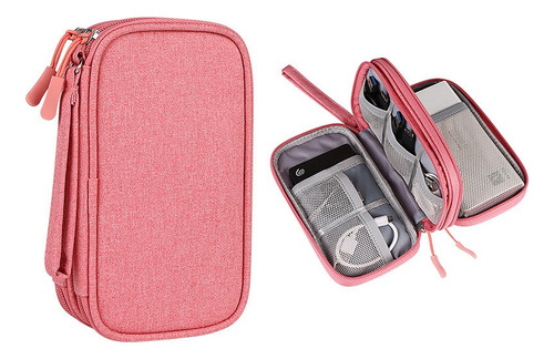 Estuche Cargador Usb Organizador Bolsa De Cables Impermeable Color Rosa