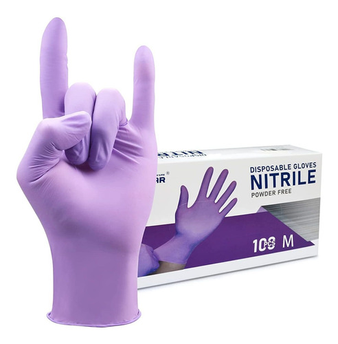 Guantes Desechables De Nitrilo Morado, Medianos, 4 Mil,...