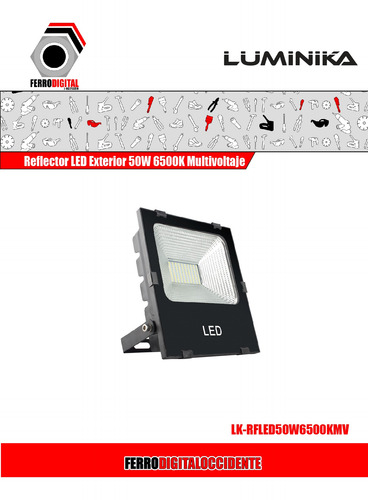 Imagen 2 de 4 de Reflector Led Exterior 50w 6500k Multivoltaje Luminika