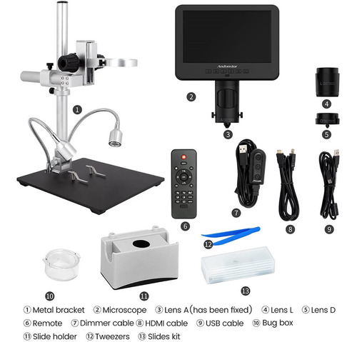 Imagen 10 de 10 de Microscopio Digital Andonstar Ad246s-m 3 Lentes Hdmi Metal