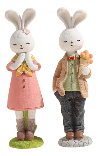 2 Figuras De Conejitos De Pascua Para Pareja, Decoración De