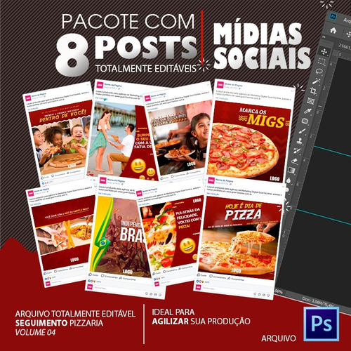 Post Para Redes Sociais Editável - Pizzaria - Vol. 04