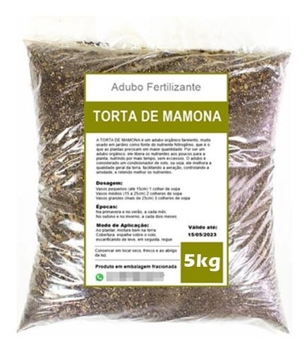 Torta De Mamona Fertilizante Adubo Plantas 5kg