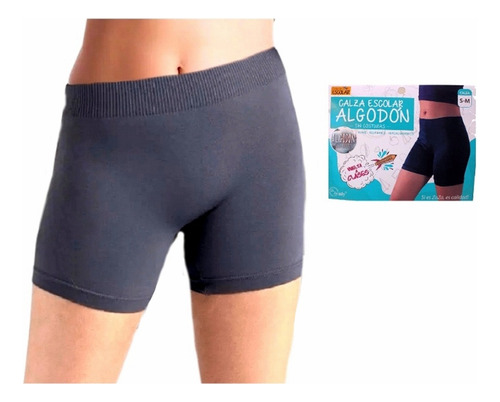 Calzas Cortas Algodón Deportivas Mujer Juvenil Azul Gris