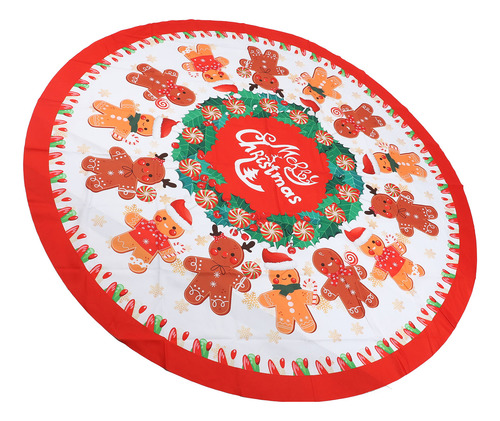 Mantel Navideño De Tela Navideña, 60 Pulgadas, Redondo, Poli