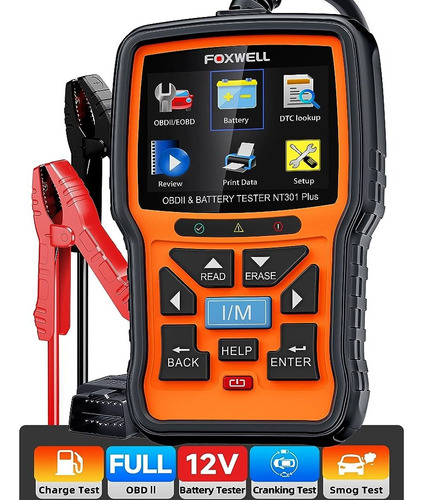 Foxwell 2 En 1 Nt301 Plus Obd2 Escaner Probador Baterias