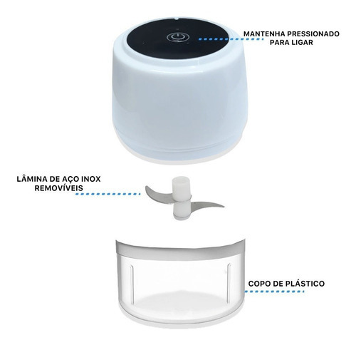 Mini Processador Triturador Moedor Elétrico Alho C/ Fio Usb Cor Rosa