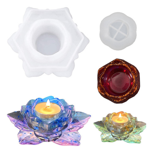 Ac 2 Piezas Molde De Resina Para Candelabros Flor De Loto