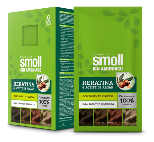 Smoll Coloración Sin Amon 400 Castaño Sachet 50ml Caja 6und