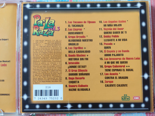 Los Tucanes De Tijuana Cd Pa' La Raza Vol.3 V (Usado)