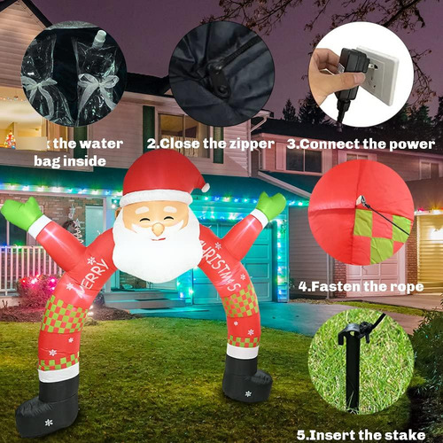 Arco Inflable De Papá Noel Iluminado 3.4 Metros Navidad