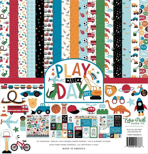 Echo Park Paper Play All Day Boy Collection Kit Para 12