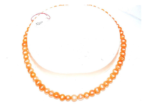 Collar  Perla Natural   8-9 Mm Naranja  Agua Dulce 
