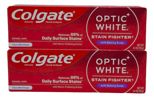 Colgate Optic White Blanquea Sin Dañar Aliento Menta 2pack