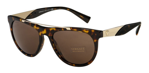 Lentes Gafas Sol Versace Ve4347 Gold Havana Mujer Italy 45mm