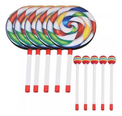 Paquete De 5 Tambores Lollipop De 8 Pulgadas Con Martillo