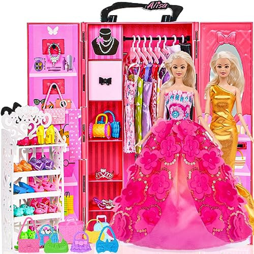Muñecas Barbie  Juego De Armario Para Muñecas De 105 Piezas,
