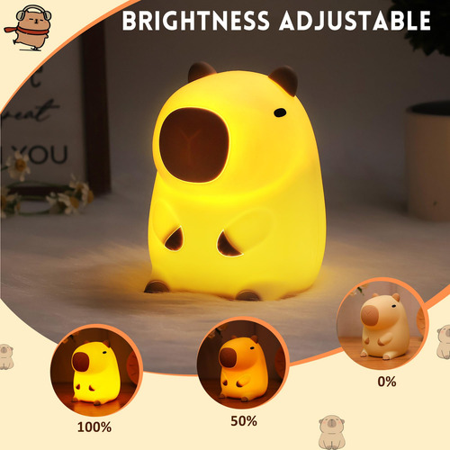 Luz Nocturna Okayera Cute Capibara Led De Silicona Recargabl