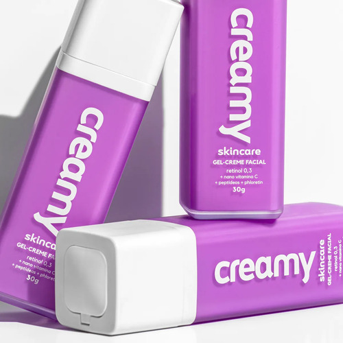 Kit Creamy Ácido Lático Facial, Creme Retinol 0,3 Antirrugas