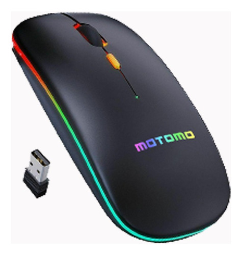 Imagen 2 de 2 de Mouse Inalambrico Recargable Mb100 Rgb Negro Motomo
