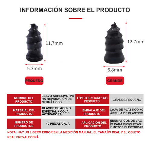 Tornillo Tapón Para Reparación De Ponchadura De Llanta