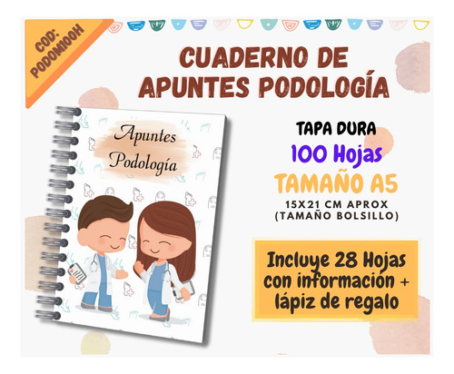 Cuaderno/ Agenda/ Apuntes/ Podología/ A5 (grande)100h