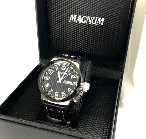 Relógio Magnum Masculino Analógico Couro Preto Ma32765t