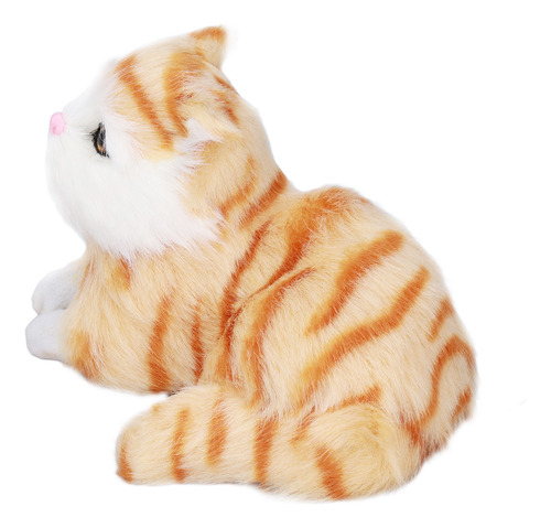 Peluche Acostado Con Estampado Amarillo De Simulación De Gat