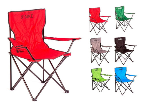 Silla Sillon Plegable Camping Playa Porta Vaso Modelo3 Color Rojo