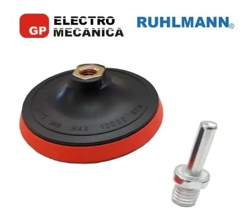 Imagen 2 de 7 de Base Respaldo Disco Velcro Lijas Amoladora Taladro Ruhlmann
