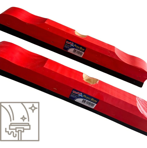 Rodo Bom 60 Cm Madeira Laqueado Sem Cabo Brubalar Limpeza Cor Vermelho